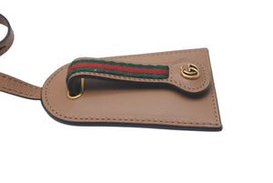 新品未使用品 GUCCI グッチ クロシェット シェリーライン GGロゴ 小物 レザー ブラウン ゴールド金具 中古 4c075045
