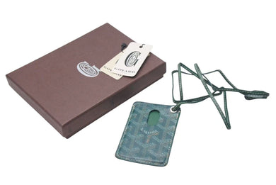 GOYARD ゴヤール パスケース カードケース カードホルダー ショワズール ストラップ グリーン ヘリンボーン 美品 中古 4c075051