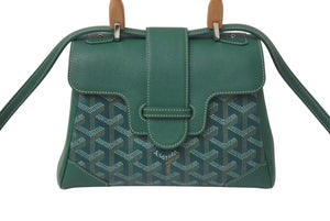 極美品 GOYARD ゴヤール サイゴン ミニ ソフトバッグ 2WAY ハンドバッグ SAIGONMINTY09CL09P グリーン シルバー金具 中古 4c075053