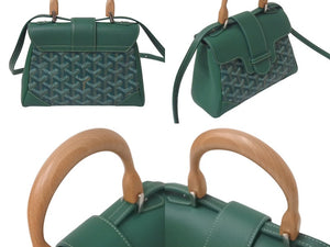 極美品 GOYARD ゴヤール サイゴン ミニ ソフトバッグ 2WAY ハンドバッグ SAIGONMINTY09CL09P グリーン シルバー金具 中古 4c075053
