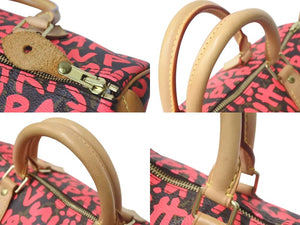極美品 LOUIS VUITTON ルイヴィトン モノグラム グラフィティ スピーディ30 ハンドバッグ M93704 ピンク PVC ヌメ革 中古 4c075058