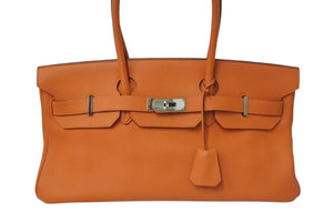 極美品 ゴルチェ期 HERMES エルメス ショルダーバーキン オレンジ トリヨンクレマンス ◻︎O刻 シルバー金具 中古 4c075064