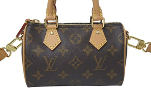 未使用 LOUIS VUITTON ルイヴィトン ナノスピーディ ハンドバッグ 2WAYバッグ M81085 モノグラム PVC レザー 中古 4c075065