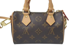 未使用 LOUIS VUITTON ルイヴィトン ナノスピーディ ハンドバッグ 2WAYバッグ M81085 モノグラム PVC レザー 中古 4c075065