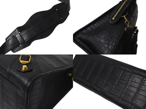 BALENCIAGA バレンシアガ City ザシティ ショルダーバッグ ハンドバッグ クロコ型押し レザー 143254 ブラック 美品 中古 4c075068