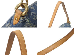 LOUIS VUITTON ルイヴィトン ミニプリーティ ハンドバッグ M95050 モノグラムデニム レザー ブルー 美品 中古 4c075070