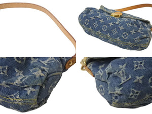 LOUIS VUITTON ルイヴィトン ミニプリーティ ハンドバッグ M95050 モノグラムデニム レザー ブルー 美品 中古 4c075070