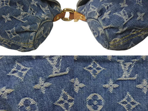 LOUIS VUITTON ルイヴィトン ミニプリーティ ハンドバッグ M95050 モノグラムデニム レザー ブルー 美品 中古 4c075070