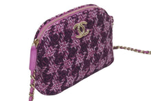 Load image into Gallery viewer, 極美品 CHANEL シャネル ツイード ミニチェーンショルダー バック ココマーク パープル HC4C5KU9 中古 4c075075