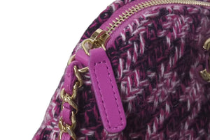 極美品 CHANEL シャネル ツイード ミニチェーンショルダー バック ココマーク パープル HC4C5KU9 中古 4c075075