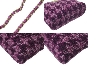 極美品 CHANEL シャネル ツイード ミニチェーンショルダー バック ココマーク パープル HC4C5KU9 中古 4c075075