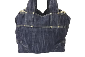 CHANEL シャネル スパークリングデニム ハンドバッグ 10番台 A31985 ココマーク インディゴブルー ゴールド金具 美品 中古 4c075076