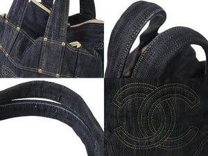 CHANEL シャネル スパークリングデニム ハンドバッグ 10番台 A31985 ココマーク インディゴブルー ゴールド金具 美品 中古 4c075076