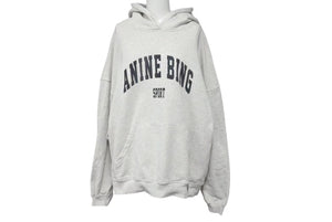 ANNIE BING アニービング Harvey hoodie ハーベイパーカー サイズ M グレーロゴプリント コットン 美品 中古 4c075081