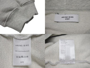ANNIE BING アニービング Harvey hoodie ハーベイパーカー サイズ M グレーロゴプリント コットン 美品 中古 4c075081