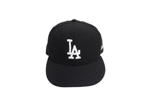 NEW ERA ニューエラ ロサンゼルス ドジャース キャップ LA DODGERS 59FIFTY FITTED ブラック ホワイト ウール 中古 4c075083