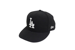 NEW ERA ニューエラ ロサンゼルス ドジャース キャップ LA DODGERS 59FIFTY FITTED ブラック ホワイト ウール 中古 4c075083