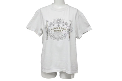 DRESS TERIOR ドレステリア MAINE BEACH マインビーチ 半袖Tシャツ コットン ホワイト ブラック ゴールド 34 美品 中古 4c075085