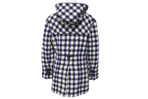 CHANEL シャネル ダッフルコート P29308V19352 サイズ38 ココマーク フード付き チェック柄 ブルー ブラック ホワイト 美品 中古 4c075094