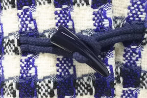 CHANEL シャネル ダッフルコート P29308V19352 サイズ38 ココマーク フード付き チェック柄 ブルー ブラック ホワイト 美品 中古 4c075094