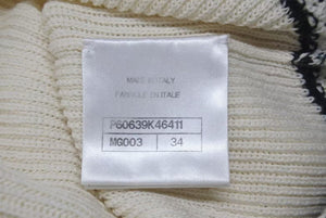 極美品 CHANEL シャネル チルデンニット セーター P60639K46411 サイズ34 ココマーク Vネック ベージュ ブラック 中古 4c075095