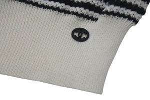 極美品 CHANEL シャネル チルデンニット セーター P60639K46411 サイズ34 ココマーク Vネック ベージュ ブラック 中古 4c075095