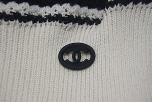 極美品 CHANEL シャネル チルデンニット セーター P60639K46411 サイズ34 ココマーク Vネック ベージュ ブラック 中古 4c075095