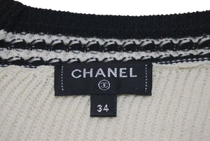 極美品 CHANEL シャネル チルデンニット セーター P60639K46411 サイズ34 ココマーク Vネック ベージュ ブラック 中古 4c075095