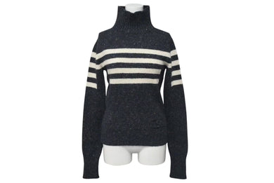 CHANEL シャネル ニット長袖トップス P33784K00923 サイズ34 ココマーク ハイネック チャコールグレー ウール カシミヤ 美品 中古 4c075096
