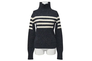 CHANEL シャネル ニット長袖トップス P33784K00923 サイズ34 ココマーク ハイネック チャコールグレー ウール カシミヤ 美品 中古 4c075096