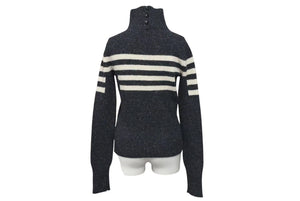 CHANEL シャネル ニット長袖トップス P33784K00923 サイズ34 ココマーク ハイネック チャコールグレー ウール カシミヤ 美品 中古 4c075096