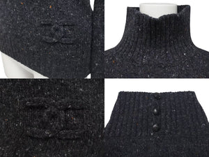 CHANEL シャネル ニット長袖トップス P33784K00923 サイズ34 ココマーク ハイネック チャコールグレー ウール カシミヤ 美品 中古 4c075096