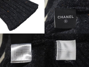 CHANEL シャネル ニット長袖トップス P33784K00923 サイズ34 ココマーク ハイネック チャコールグレー ウール カシミヤ 美品 中古 4c075096
