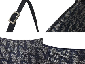 極美品 ChristianDior クリスチャンディオール サドルポーチ ワンショルダーバッグ LOG44129 ネイビー ヴィンテージ ガリアーノ期 中古 4c075098