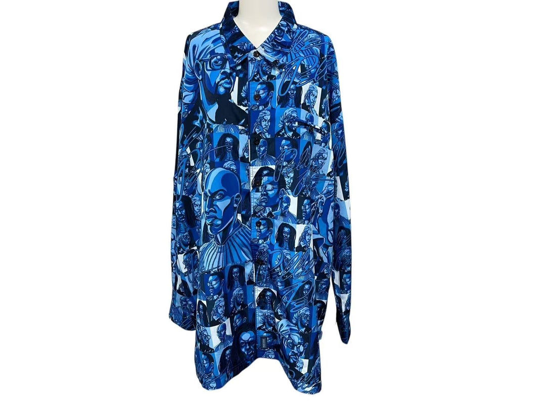 極美品 PellePelle Marc Buchanan ペレペレ マークブキャナン Button up shirt ボタンアップシャツ ブルー XL 中古 4c075099