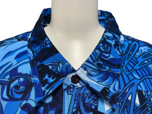 極美品 PellePelle Marc Buchanan ペレペレ マークブキャナン Button up shirt ボタンアップシャツ ブルー XL 中古 4c075099