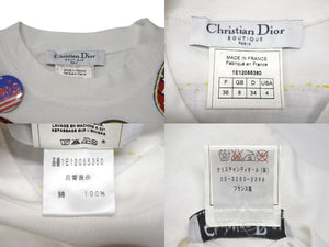 Christian Dior クリスチャンディオール マルチパッチ半袖Tシャツ 1E12055350 サイズ36 ワッペン缶バッジ ホワイト 美品 中古 4c075100 