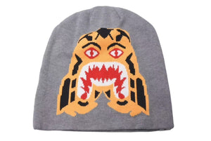 A BATHING APE アベイシングエイプ イタチザメ ビーニー タイガーシャークビーニー グレー/オレンジ 美品 中古 4c075107 