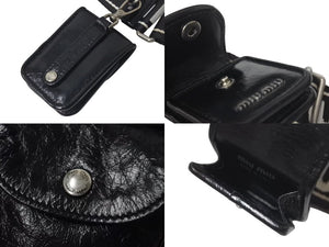 MIUMIU ミュウミュウ 21SS ヴィッテロ 2WAY レザーショルダーバッグ ブラック ナイロン ハンドバッグ シルバー金具 美品 ロゴ 中古 4c075111 