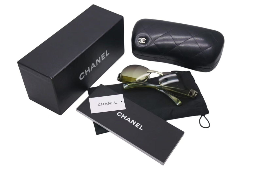 CHANEL シャネル リムレスサングラス 4037 c.169/6D サイズ59□15 125 ココマーク クリアグリーン 良品 中古 4c075120
