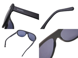 新品同様 CHANEL シャネル サングラス 5018 c.555/91 サイズ57□17 135 ココマーク ブラック プラスチック イタリア製 中古 4c075121