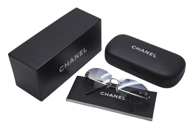 極美品 CHANEL シャネル リムレス サングラス 4013 c124/55 サイズ59□16 130 ココマーク ブルー グラデーション 中古 4c075125