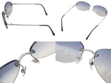 Load image into Gallery viewer, 極美品 CHANEL シャネル リムレス サングラス 4013 c124/55 サイズ59□16 130 ココマーク ブルー グラデーション 中古 4c075125