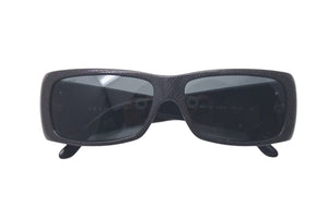 極美品 PRADA プラダ サングラス SPR11H 7JS-1A1 サイズ57□14 135 ロゴ金具 スクエア ブラック グレー 中古 4c075126
