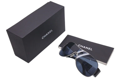 CHANEL シャネル パイロット サングラス 4154 c.127/87 サイズ120 ココマーク パンチングロゴ ブラック 美品 中古 4c075131