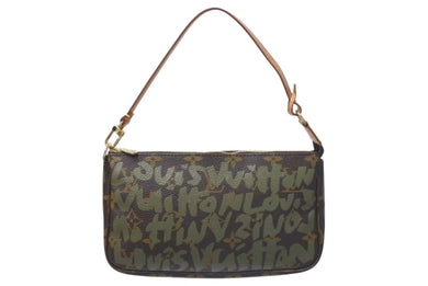 LOUIS VUITTON ルイヴィトン ポシェットアクセソワールモノグラムグラフィティ M92191 ハンドバッグ カーキ 美品 中古 4c075132
