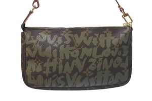 LOUIS VUITTON ルイヴィトン ポシェットアクセソワールモノグラムグラフィティ M92191 ハンドバッグ カーキ 美品 中古 4c075132