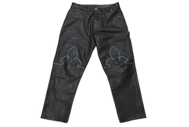 CHROME HEARTS クロムハーツ BSフレア セントパース限定 レザーパンツ クロスボール サイズ34 レザー シルバー925 美品 中古 4c075137