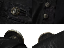 Load image into Gallery viewer, CHROME HEARTS クロムハーツ BSフレア セントパース限定 レザーパンツ クロスボール サイズ34 レザー シルバー925 美品 中古 4c075137