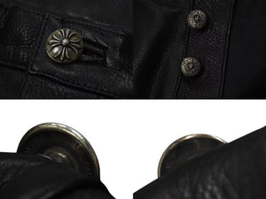 CHROME HEARTS クロムハーツ BSフレア セントパース限定 レザーパンツ クロスボール サイズ34 レザー シルバー925 美品 中古 4c075137